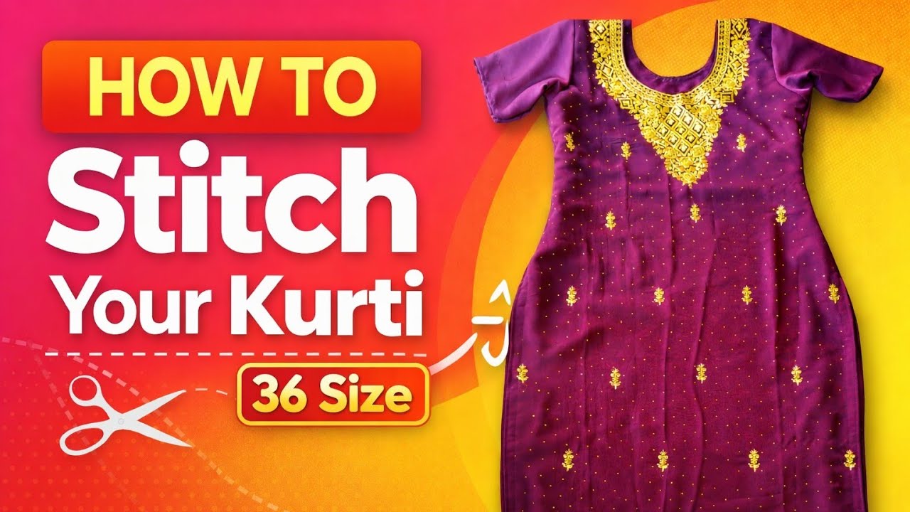 36 Size Kurti Cutting & Stitching ✂️ kese karen . 🌟 kurti Stitching ka perfect tarika .. 