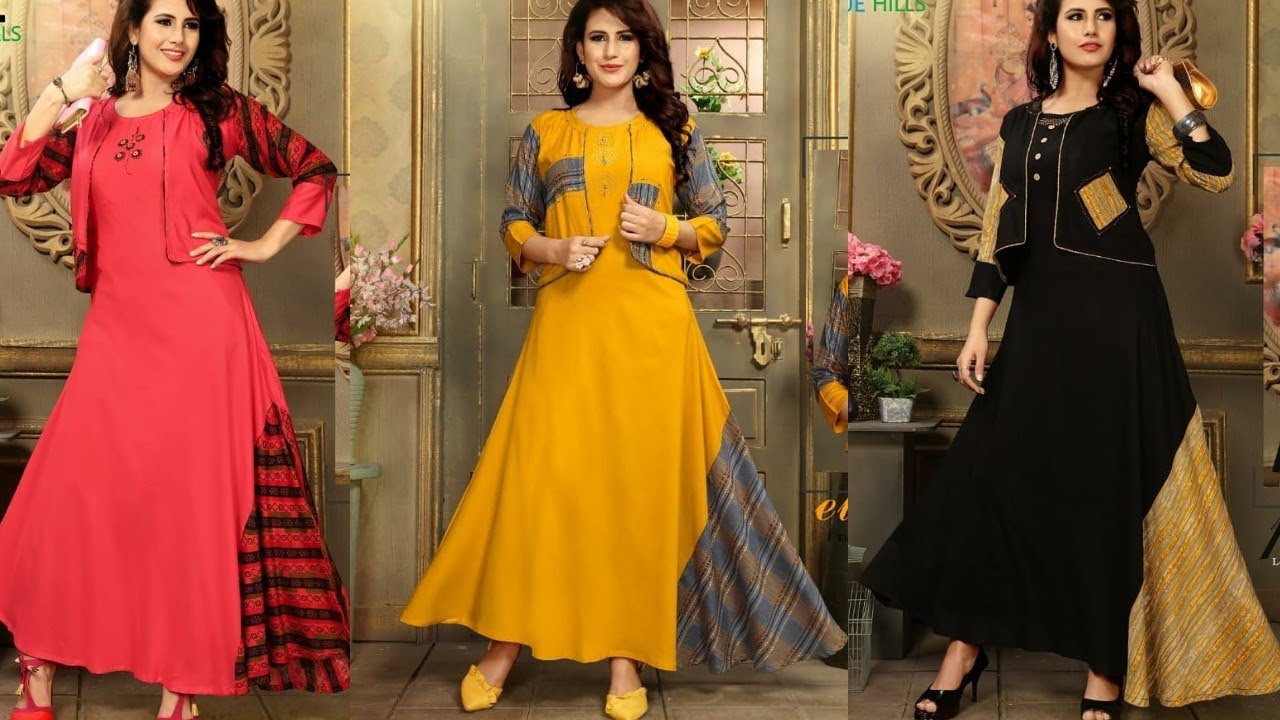 Top stylish trending long kurtis with shrugs..latest kurti designs