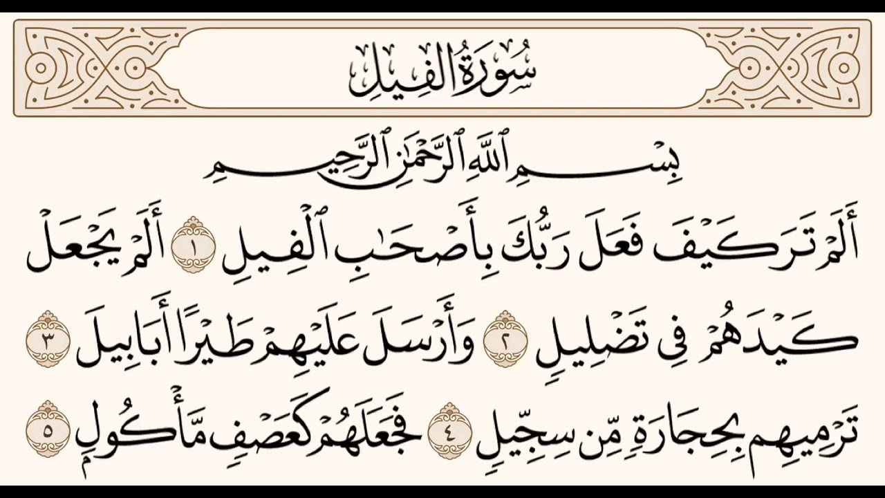 سورة الفيل للشيخ المقرئ عبدالقادر العثمان ..