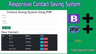 Information Responsive Contact Saving System Using Bootstrap + PHP + Mysql..|| Free Source Code||.. Update