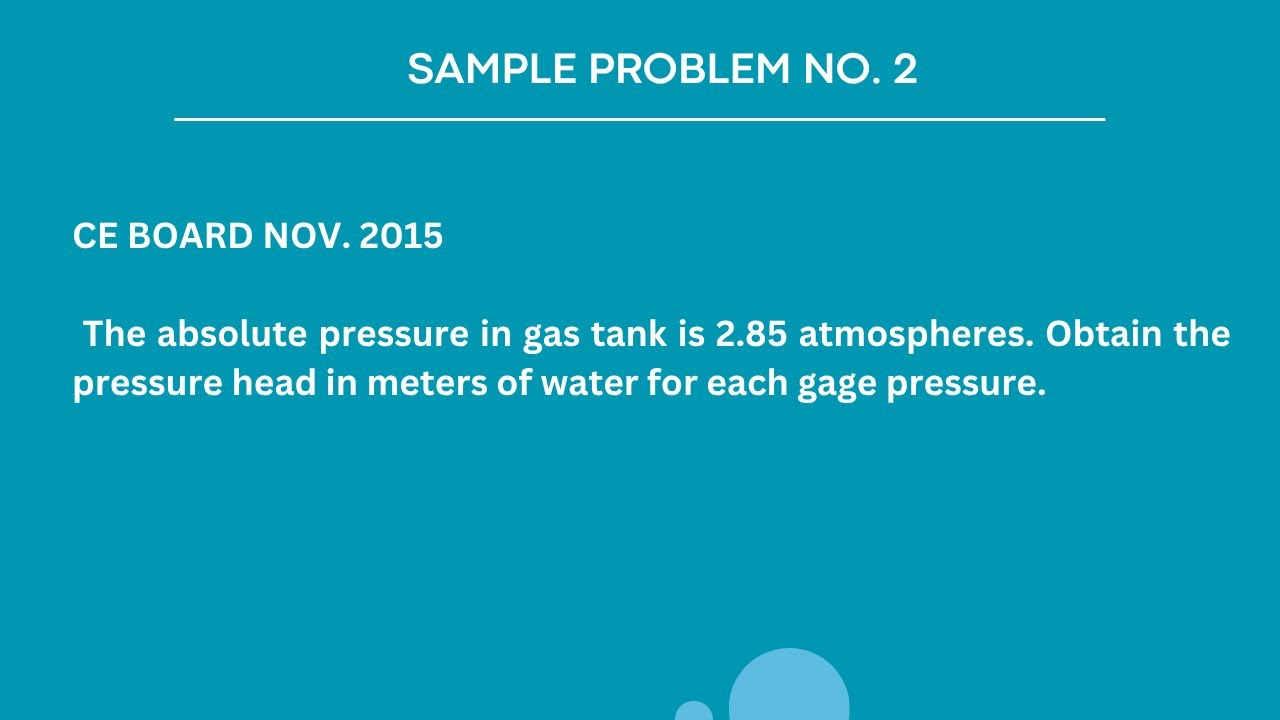 UNIT PRESSURE - Sample Problem No. 2 (Fluid Mechanics & Hydraulics)