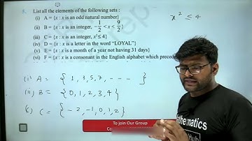 5. List all the elements of the following sets:(i) A = {x: x is an odd natural number}(ii) B = {x