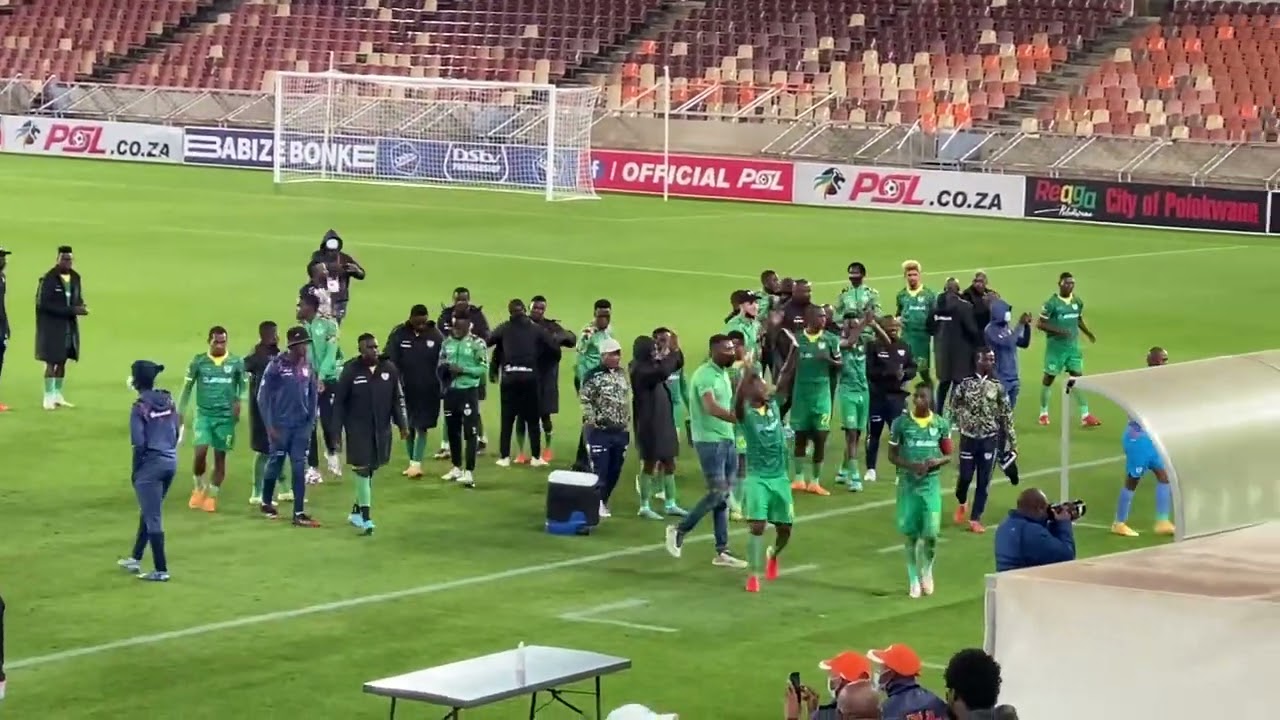 Baroka FC players singing with fans after defeating Golden Arrows