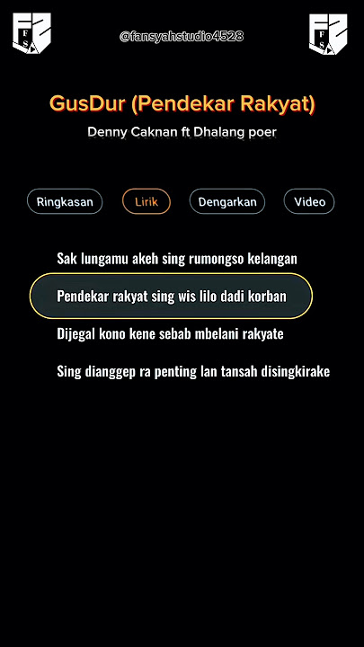 Denny Caknan ft Dhalang Poer - GusDur (Pendekar Rakyat) LIRIK/Lyrics || #shorts #gusdur #liriklagu