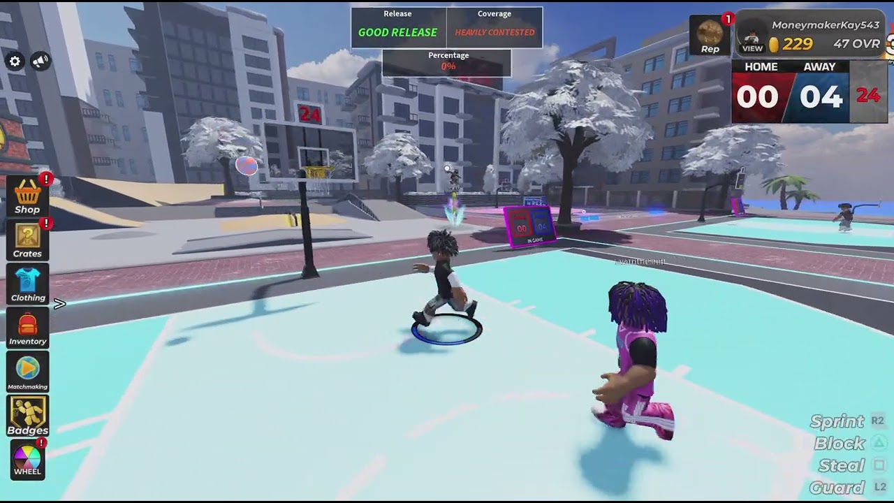 Playing arcade basketball.With my cousin.