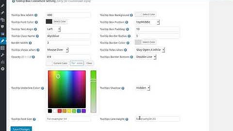 Wordpress Tooltips plugin -- custom tooltip box color, font, underline, Shadow... and more