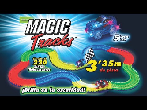 pista de autos que brilla en la oscuridad