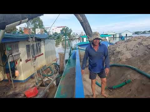 Video #17 Bơm Cát Sà Lan Làm Đường Lộ Khu Vực Châu Đốc - youtube