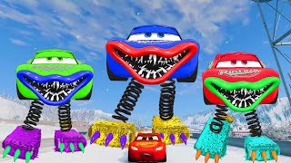 Live Epic Escape From Lightning McQueen Eater Monsters | McQueen VS Lightning McQueen | BeamNG.Drive