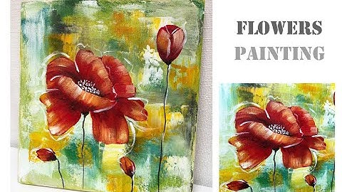 How to paint Flowers on canvas/ Demo /Acrylic Technique on canvas by Julia Kotenko