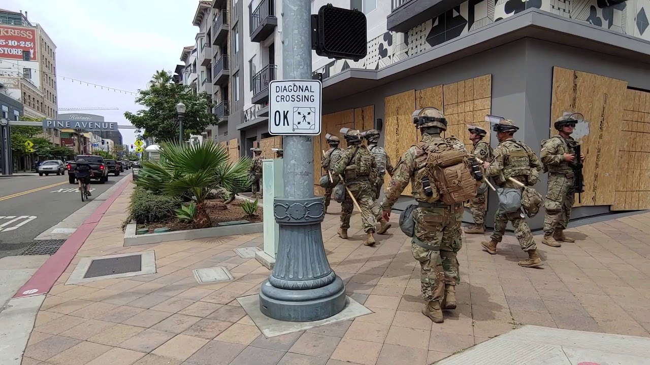 National Guard Marching up Pine St. in Long Beach (Raw Footage) YouTube