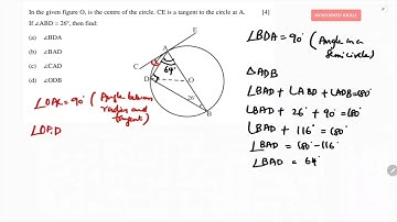 In the given figure O is the centre of the circle. CE is a tangent to the circle at A.