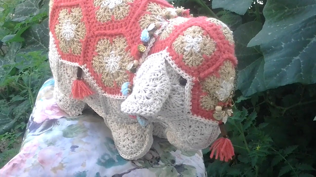 Crochet patchwork flores africanas elefante