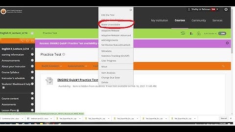 BlackBoard: Making the Test Unavailable & Checking the Grades