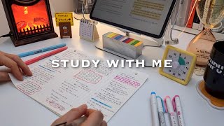 📘45min STUDY WITH ME | fireplace 🔥, real time , 스터디윗미, 장작타는소리 공부
