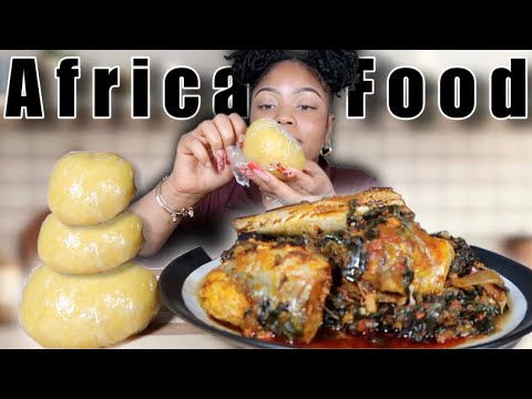 SPICY SPINACH SOUP WITH TITUS FISH + FUFU MUKBANG! EFO RIRO!!!