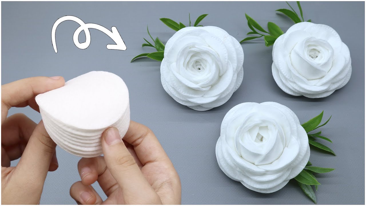 🌹 Make a Cotton Pad Rose in 5 Minutes! Easy and Simple
