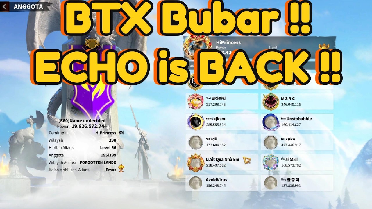 BTX Bubar !! || Echo is Back !! || Call of Dragons Indonesia