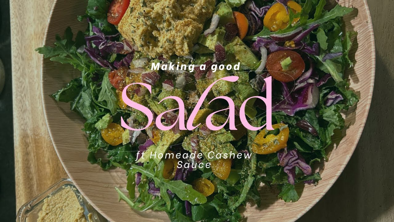 Making a Good Salad | Homemade Cashew Sauce | ASMR  