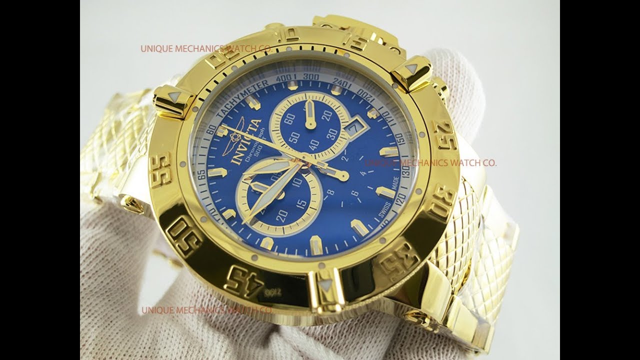 Invicta Watch 14501 Subaqua Noma High Polish Gold Chronograph Blue Dial ...