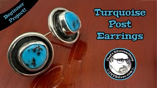 Simple Turquoise Post Earrings:  Beginning Silversmithing Project