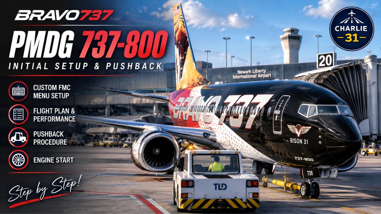 PMDG 737-800 Setup Basics | FMC, Pushback & Engine Start | Bravo737 Bison 31