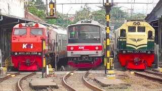 RAMAINYA Kereta Api Di Stasiun Tersibuk PASAR SENEN Jakarta ! Spesial Lokomotif CC 201 RnB & Vintage