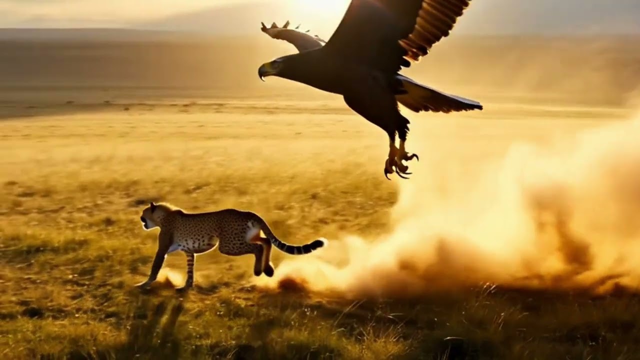Epic Eagle vs Cheetah Chase | Wildlife Drone Footage- Ai 