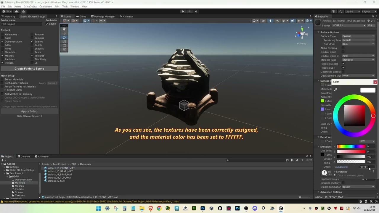 Static 3D Asset Setup - Controls Tutorial (Unity Asset)