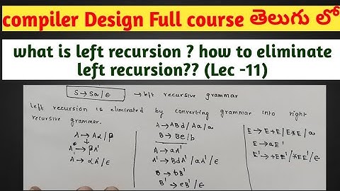 left recursion in compiler design | elimination of left recursion in compiler design example