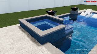 Beautiful Pool with Fire Water bowls for the CARBONES!