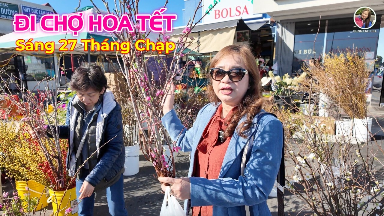 Иду на рынок покупать персиковые цветы к Тет #dungcaliusa