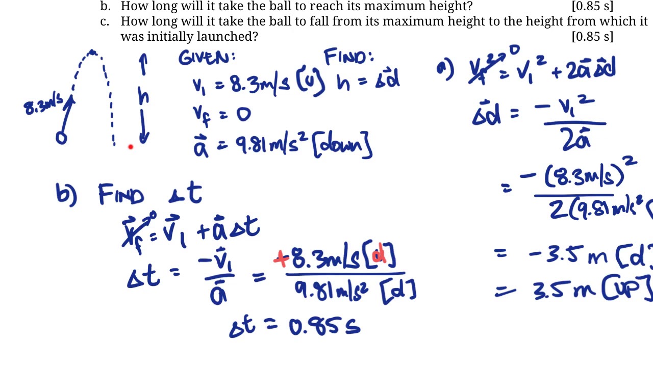 Acceleration due to Gravity Problems YouTube