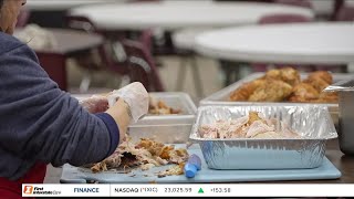 Montana Rescue Mission volunteers preparing to serve 450 for Thanksgiving dinner