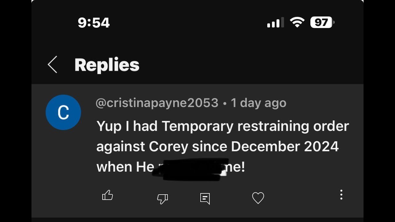 Christina Payne who accused Corey Holcomb is saying he admitted under my comments  