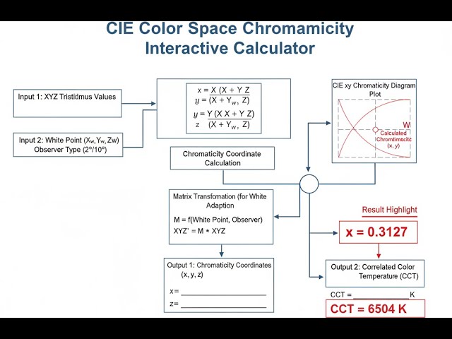 CIE Color Space Chromaticity Interactive Calculator - Instructions