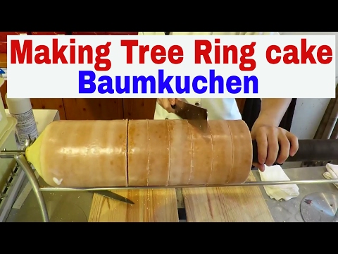 Making Tree Ring cake (Baumkuchen)