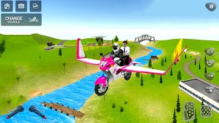 Flying Motorbike Simulator 2021 #5 - Pink Motorcycle - Android Gameplay screenshot 3