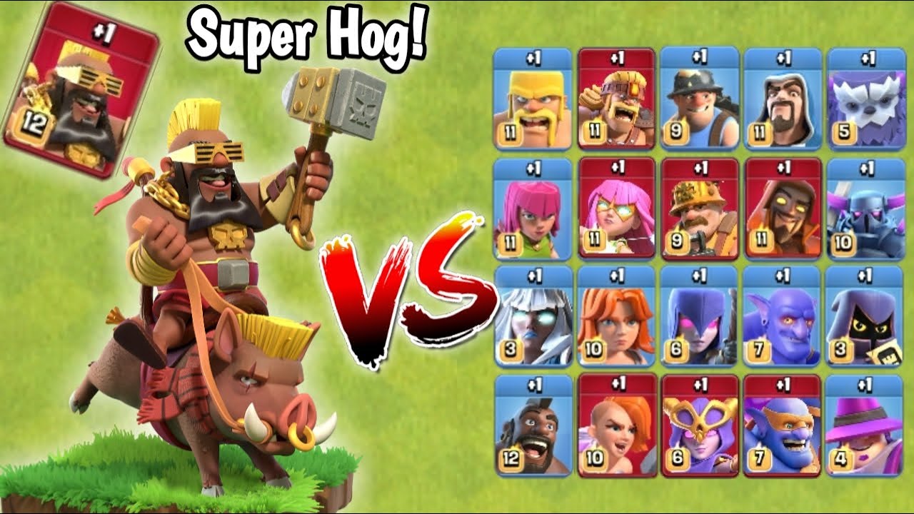 Max-Super Hog Rider vs Max All Troops🤯 || Clash of Clans