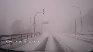 ⑤ダンロップ スタッドレスタイヤ装着（ウインターマックス　WM-02 ）【ウイッシュ・snowy road】】　中山峠　雪道