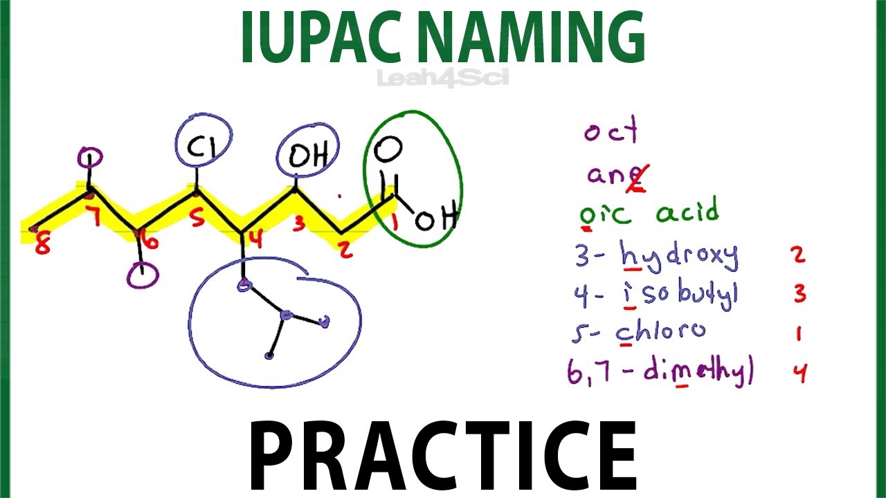 IUPAC Naming Practice   Nomenclature for alkanes dienes alcohols and more
