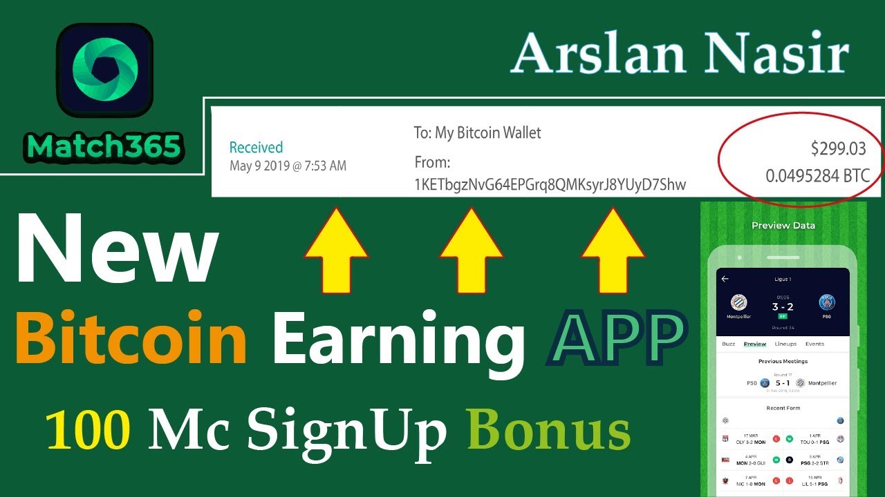 Match365 New Free Bitcoin Earning App 2019 | Earn Unlimited Free Bitcoin Live Proof in Urdu Hindi