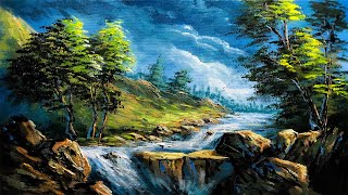 Forest River Painting | Easy Forest River Landscape Painting Tutorial By Nepali Artist  Art Candy