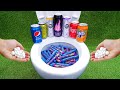 Experiment !! Watermelon and Cola, Sprite, Fanta, Yedigün, Pepsi and Mentos in Toilets