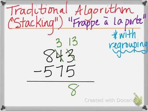 Traditional  Stacking  Algorithm    Frappe à la porte  Subtraction
