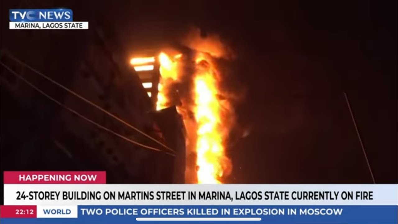 LIVE: Moment Part Of Burning 22-Storey Building Caved In - YouTube