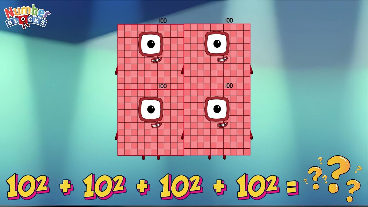 NUMBERBLOCKS SQUARE CLUB ADDITION | ADDING FOUR SAME SQUARE NUMBERS | COLORART_ID