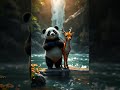 A sweet friendship of a panda and a dear🤍🤍🤍