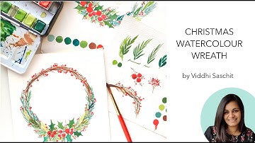Easy watercolor christmas wreath + GIVEAWAY