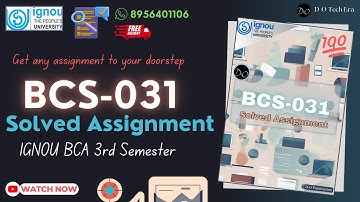 BCS-031 Solved Assignment 2024 - 2025 |IGNOU BCA 3rd Semester assignment| #ignou #bca #assignment
